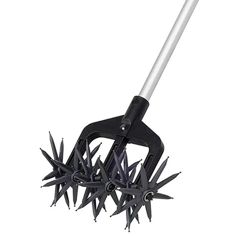 

Lightweight Manual Rotary Cultivator Tool Garden Soil Scarifier with Longer Spikes for Gardeners Accessories