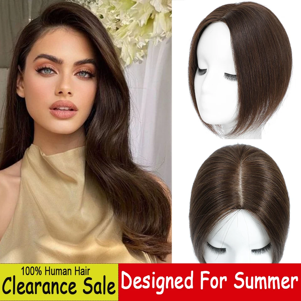 Dazzeal Topper наращивание волос коричневые черные прямые человеческие волосы с челкой