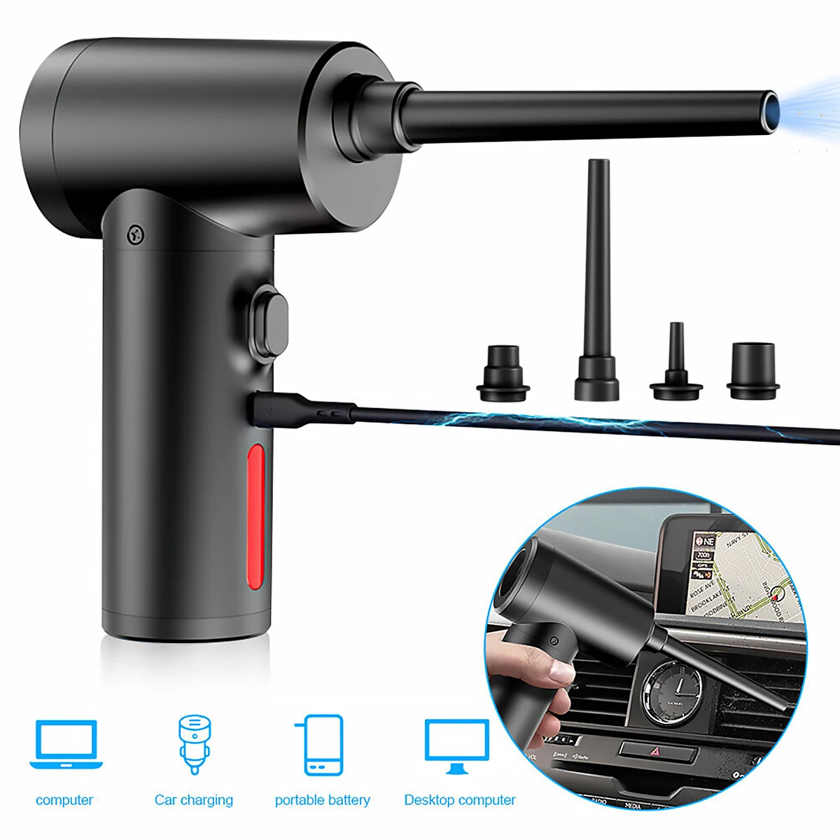 

6000mAh Cordless Air Duster PC Air Blower Cleaning For Computer Cleaning Replaces Compressed Spray Gas Cans Rechargeable Cleaner