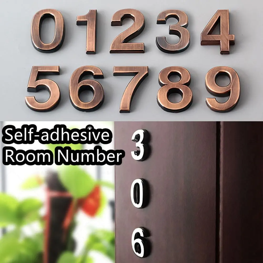 

1 PC Waterproof Numeral Self-adhesive Bronze Room Number Door Plates Digits Sticker Address Sign