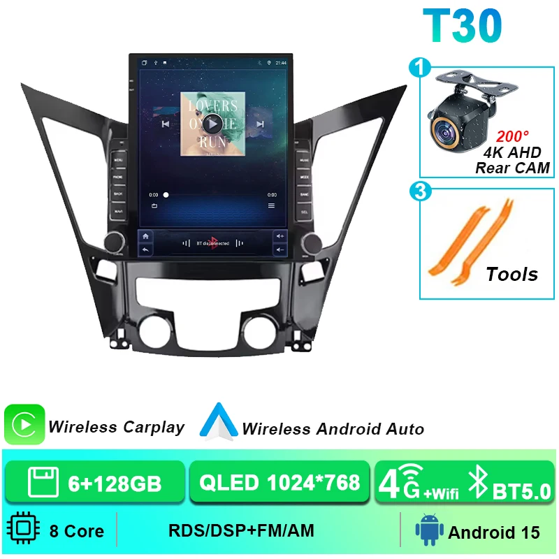 

Автомобильная магнитола с GPS-навигацией для Hyundai Sonata 6 YF i40 i45 2009-2014, мультимедийный видеоплеер, стереосистема, 4G, Wi-Fi, FM, без 2DIN