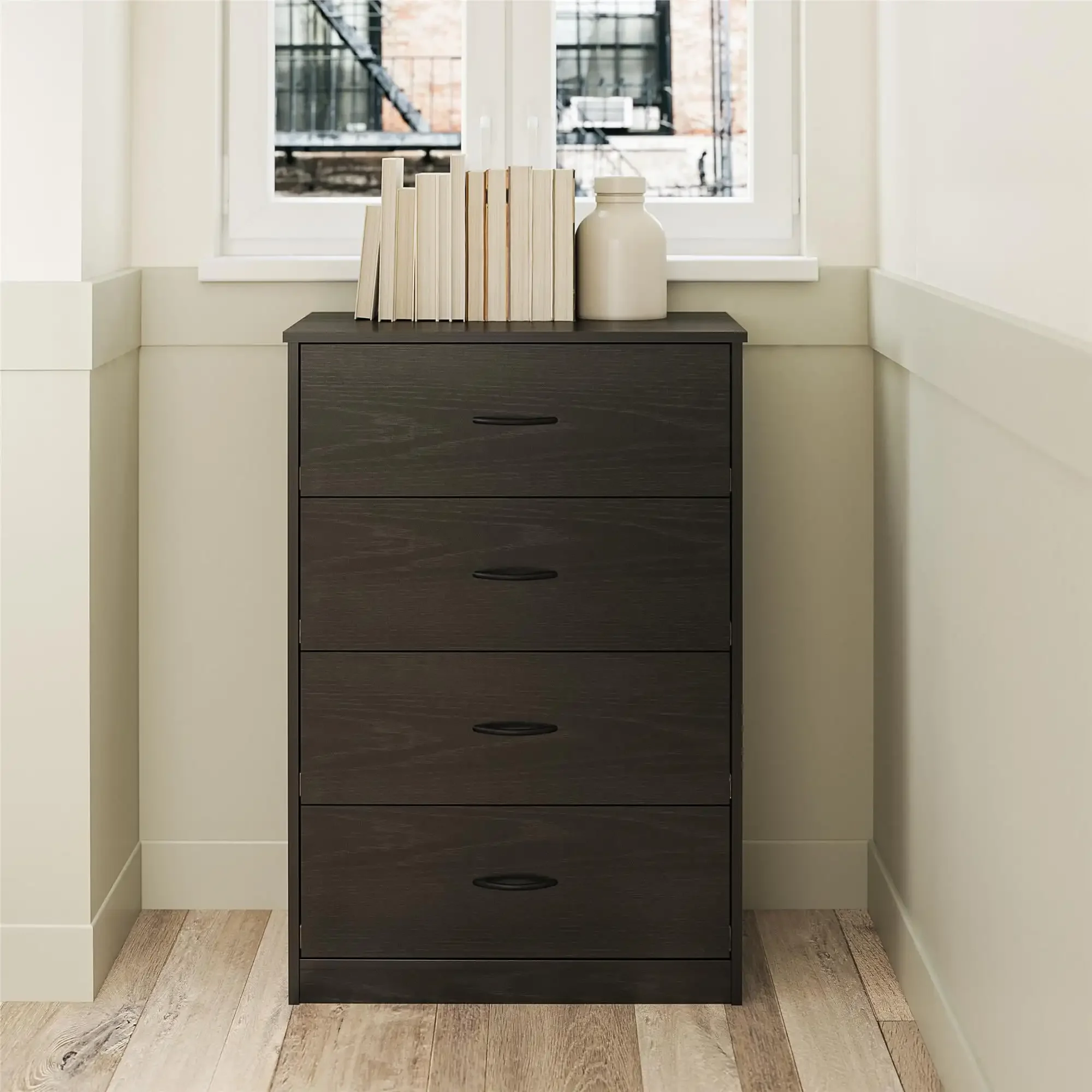 

Mainstays Classic 4 Drawer Dresser, Black Oak