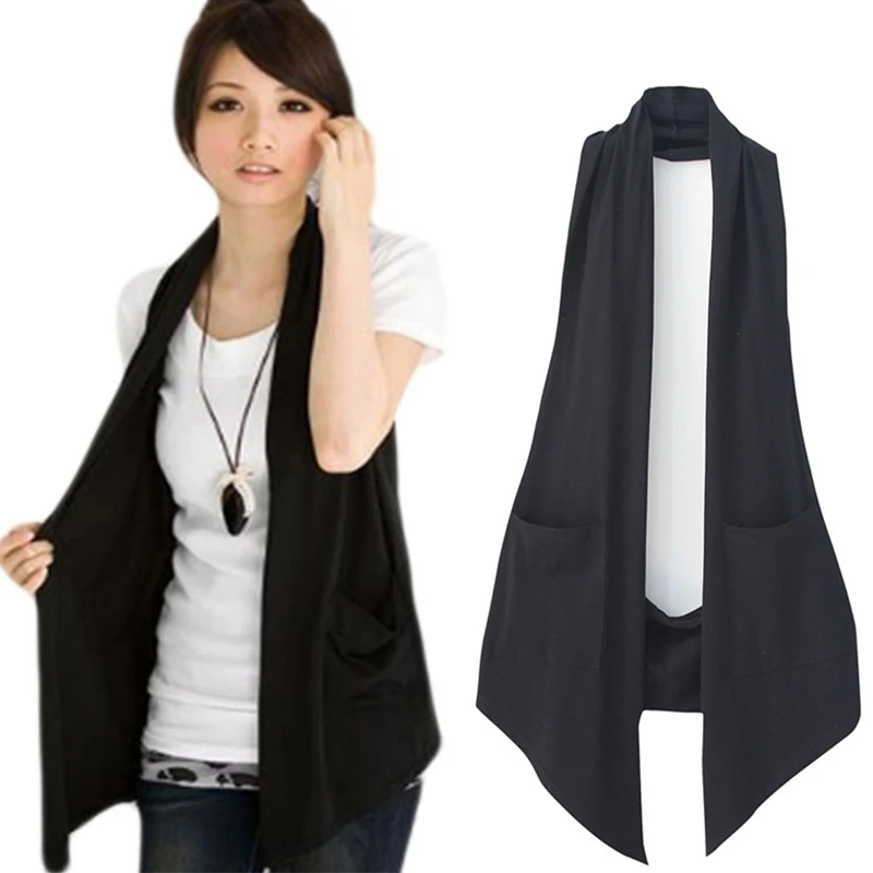 

New Spring Autumn Vests Women's All-match Slim Black Colete Vest Casual Waistcoat Vests Ladies Clothing Coats