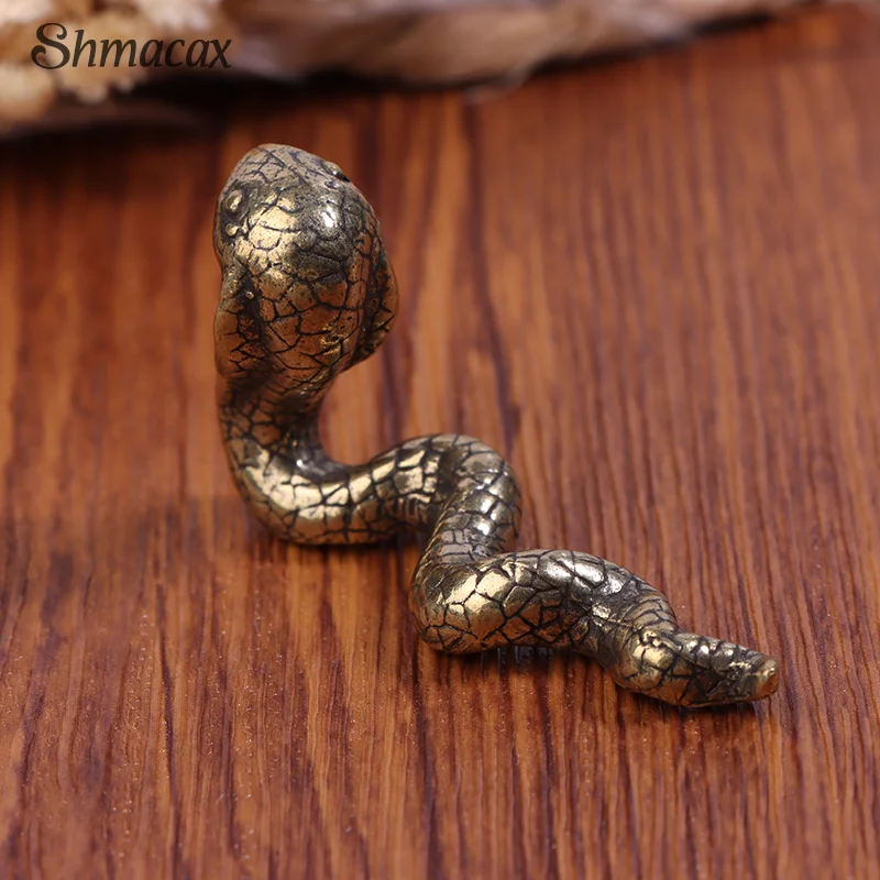 Античная бронзовая Кобра змея миниатюрные фигурки медные резьбы Зодиак животные