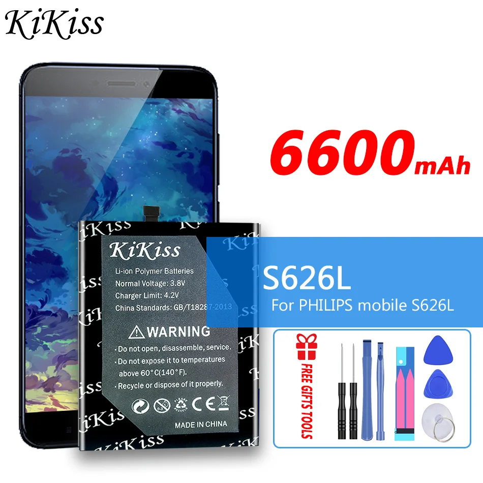 

6600 мАч KiKiss 100% Новый аккумулятор для PHILIPS mobile S626L модель S626L Мобильный телефон батареи