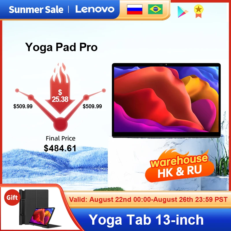 Lenovo tablet PC Yoga pad pro Tab 13 Global version Xiaoxin Pad tablets YT-K606F SD870 13inch IPS 8GB RAM 256GB ROM  Android 11