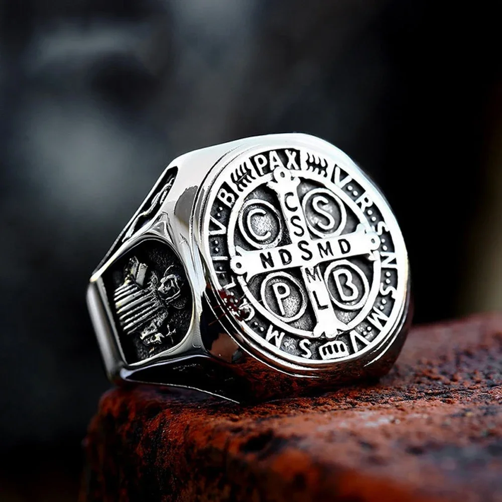 Винтажные кольца с крестом Святого Бенедикта Cspb для мужчин амулет в стиле панк
