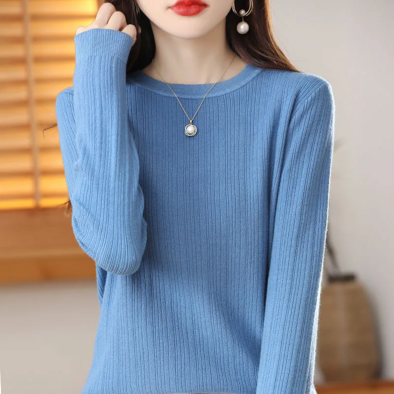 

Elegant Slimming round Neck Knitwear Women's Spring Autumn and Winter Loose Outer Wear Short Top Low-Neck Sweater Bottoming Shir