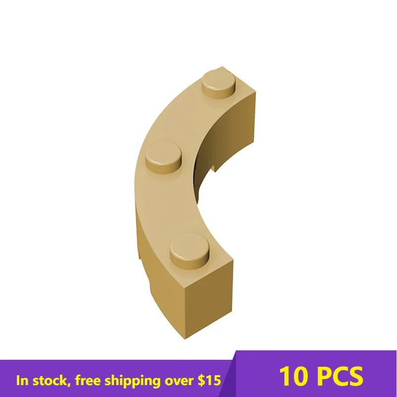 

10PCS MOC Bricks 48092 4x4 Curved Brick 3 Bumps For Building Blocks Parts DIY Educational Classic Brand Gift Toys