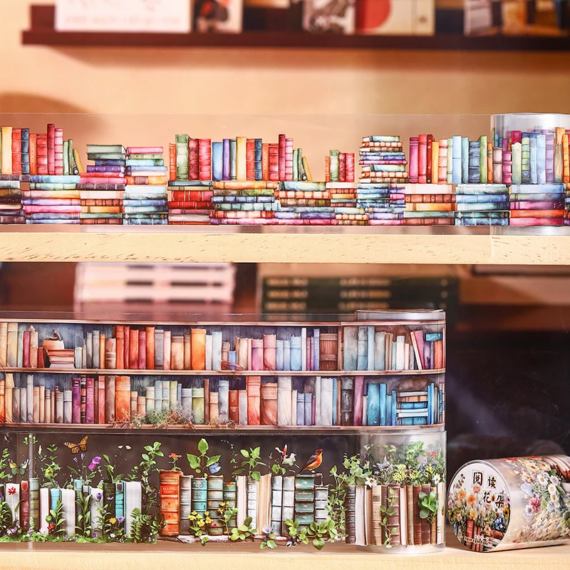Фото 50 мм * 200 см, серия «Роуминг в море книг», винтажная книга с растениями, ландшафтный дизайн, ПЭТ-лента, креативный журнал «сделай сам», канцелярские принадлежности для коллажа №1