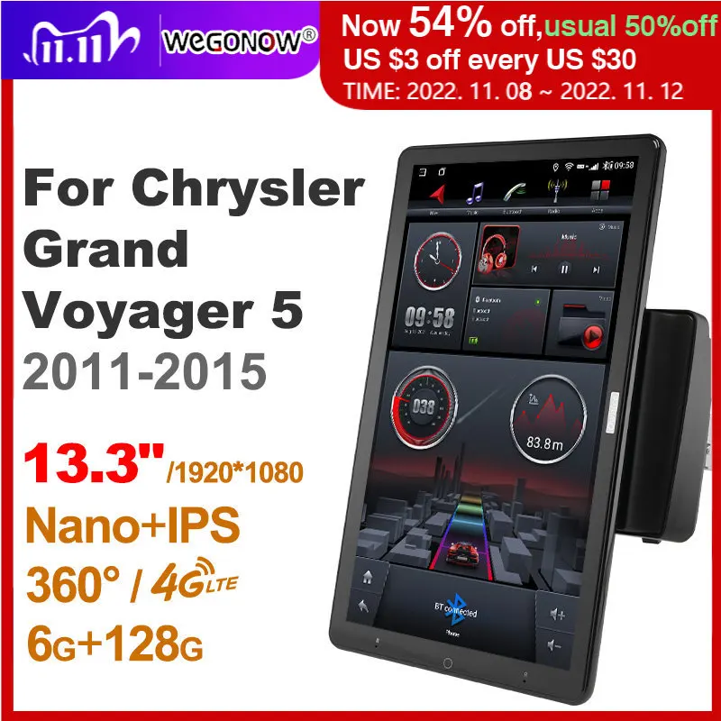 

Автомобильная Мультимедийная система Ownice, вращающаяся на 13,3 дюймов, Android 2011, для Chrysler Grand Voyager 5 360-2015, автомобильное радио, аудио, 4G LTE, оптическ...