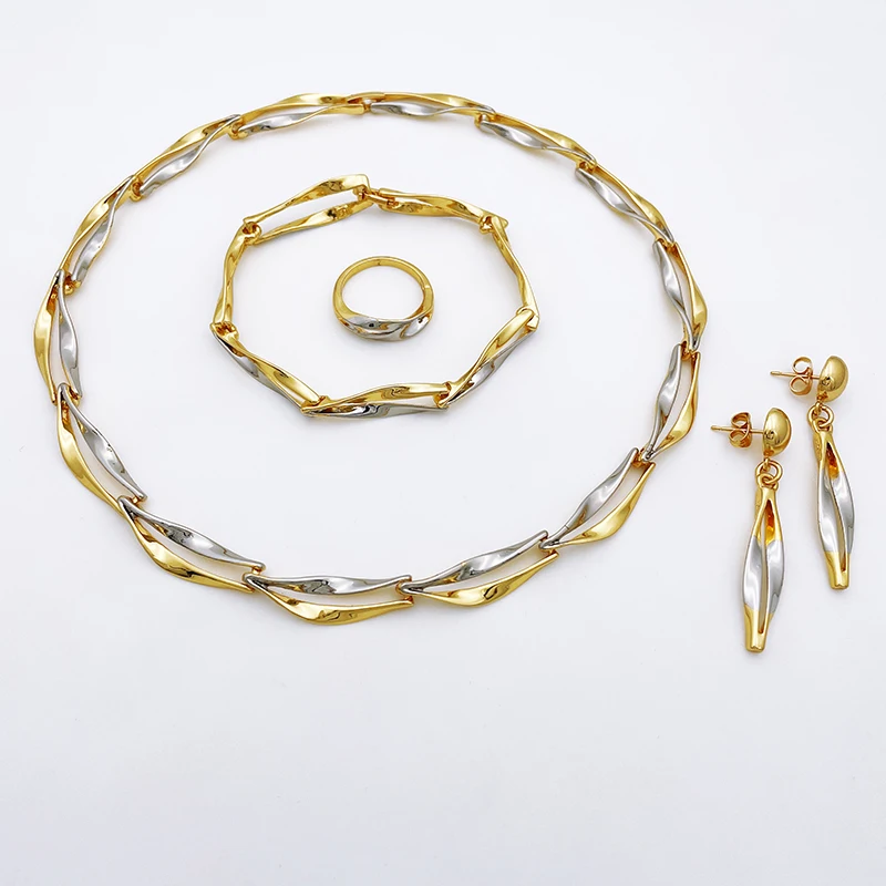 

Italian Gold Plated Jewelry Set Fashion Jewelry Necklaces Earring Sets For Women ensemble de bijoux de collier de mariée