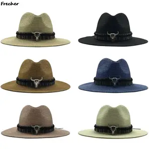 Retro Western Knight Hat Men Women Straw Hats Riding Sombrero Cowboy Cowgirl Chapeau Farm Grassland Panama Cap Beach Headwear