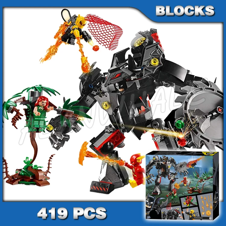 

419pcs Super Fighter BatMech vs Poison Ivy Mech Duel leaf Collapse Function 11234 Building Blocks Boy Compatible With Model