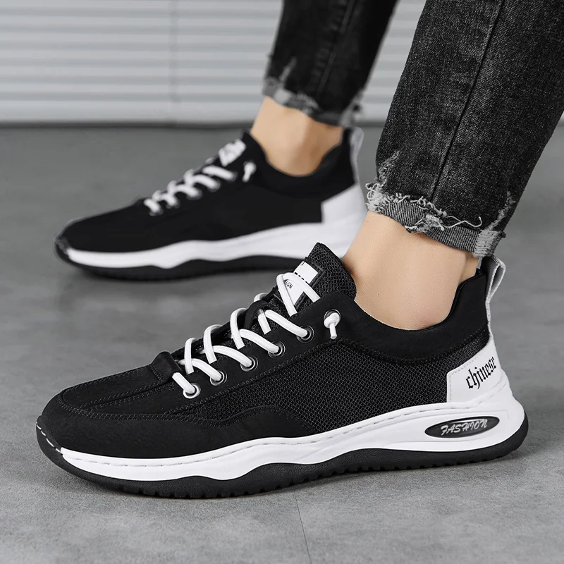 

New Fashion Breathable Mesh Sneakers for Men 2023 Lace Up Platform Men's Casual Sports Shoes Outdoor Male Running Shoes Tenis
