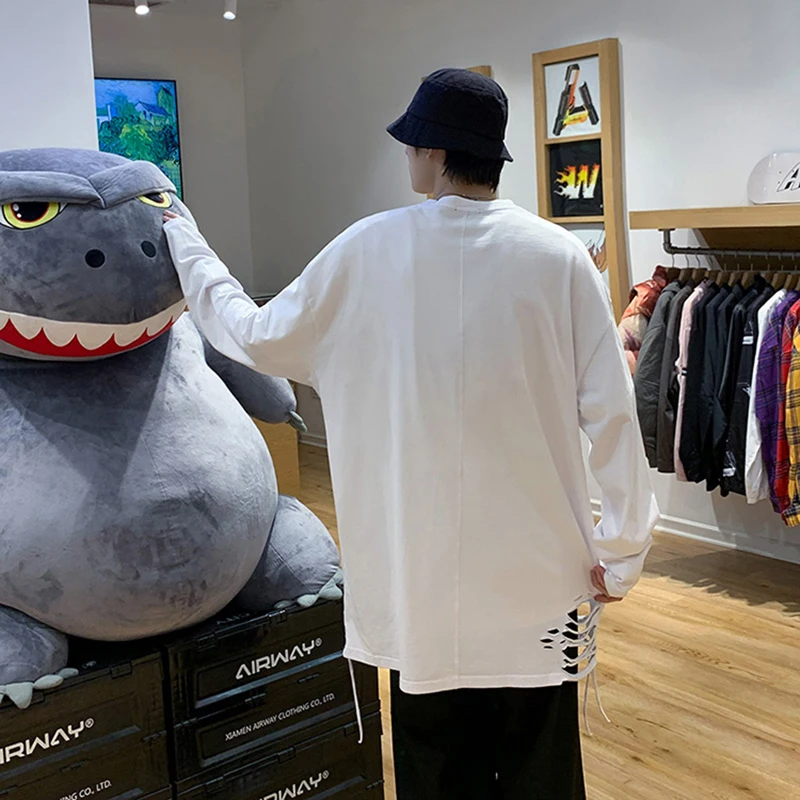 Футболка мужская оверсайз с длинными рукавами модная брендовая свободная