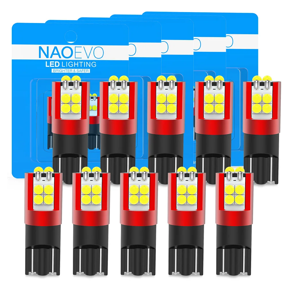 

NAO 10x T10 W5W LED CANBUS Безоблок 24 В 12 В 700LM Ультра яркий 5W5 194 168 Освещение парковки салона авто номерных знаков