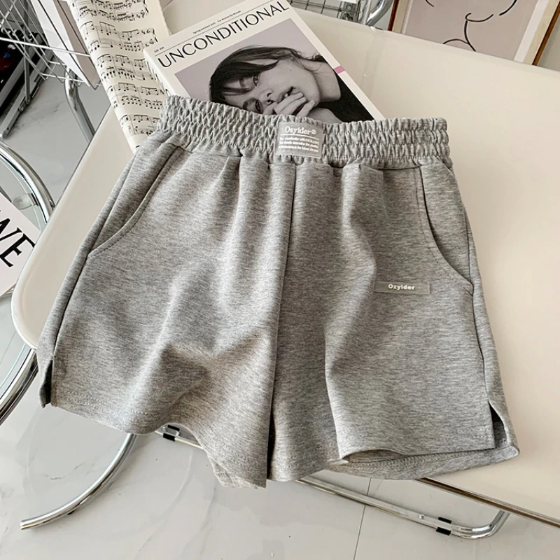 Women Shorts Elastic High Waist Casual Letter Printed Sports Shorts Summer Korean Fashion Wide Leg Loose Female Shorts Homewear