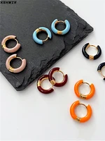 2022 new metallic color geometric round big ear clasp titanium steel fashion design earrings accessories gift
