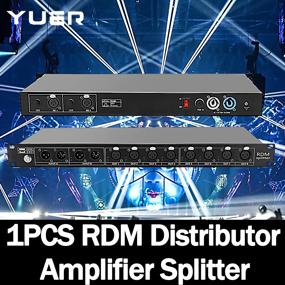 Фото Высококачественный 8-канальный разветвитель DMX DMX512, освещение сцены, усилитель сигнала, разветвитель, 8-полосный распределитель DMX №1