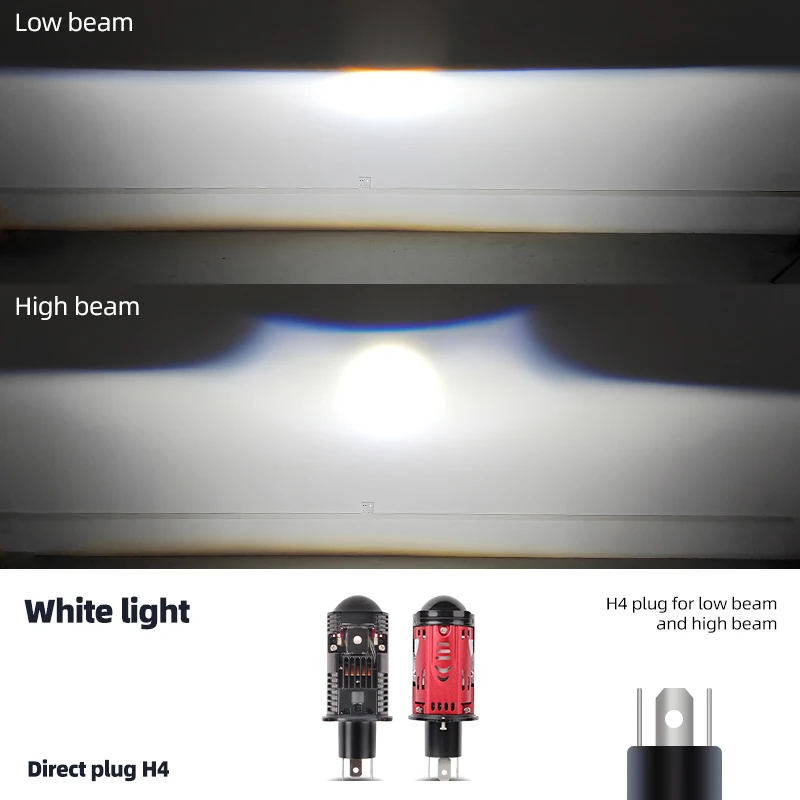 

Универсальные сверхъяркие фары H4 Mini с линзами, 150 Вт, белые, 6000 К, мини-би-светодиодный проектор, дальний/ближний свет, линзы фар H4, 12 В