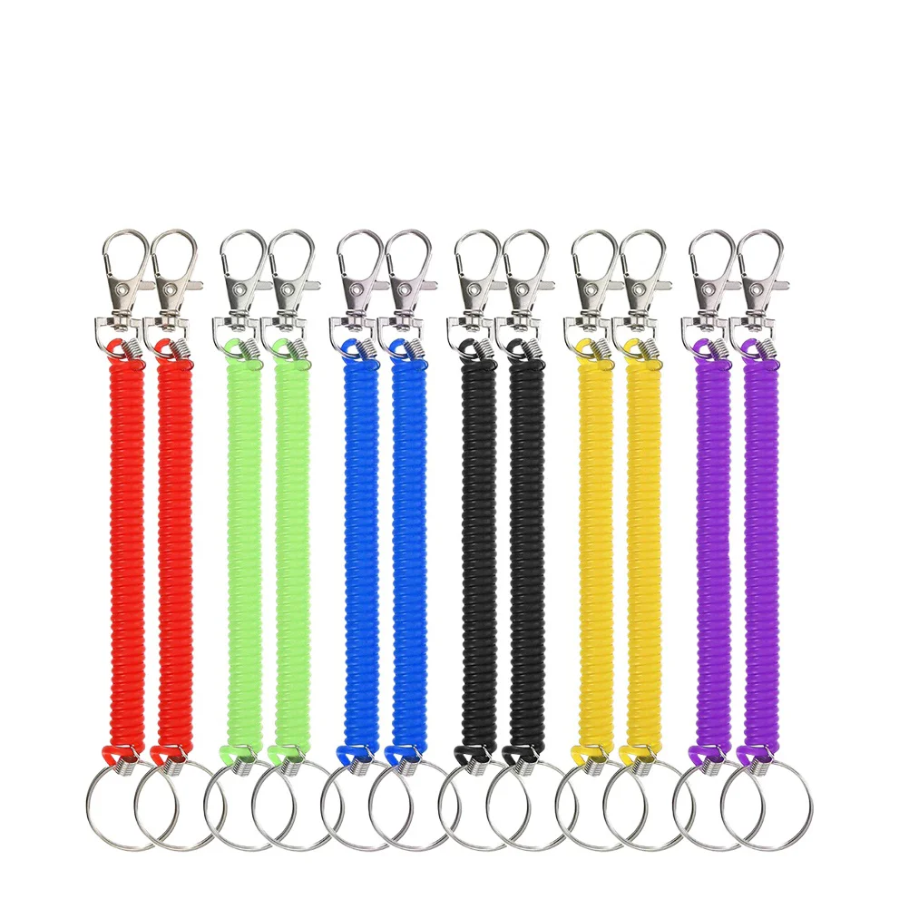 

Spring Keychain Key Holder Sprial Keyring Ring Tag Clip Neon Keychains Lanyard Chains Rings