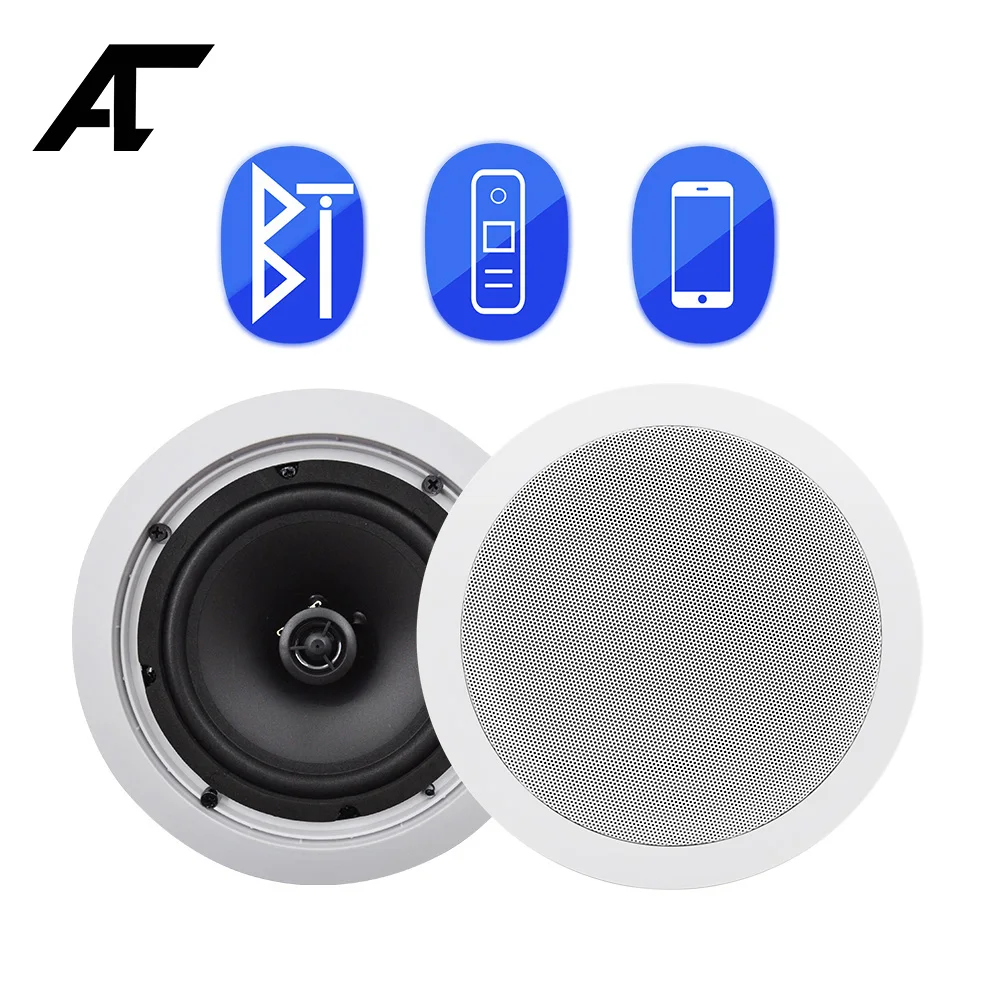 6.5inch Coxial Ceiling Speaker Bluetooth Built-in Class D Amplifier 30W Auido PA System Wall Loudspeaker for Home Bathroom Hotel