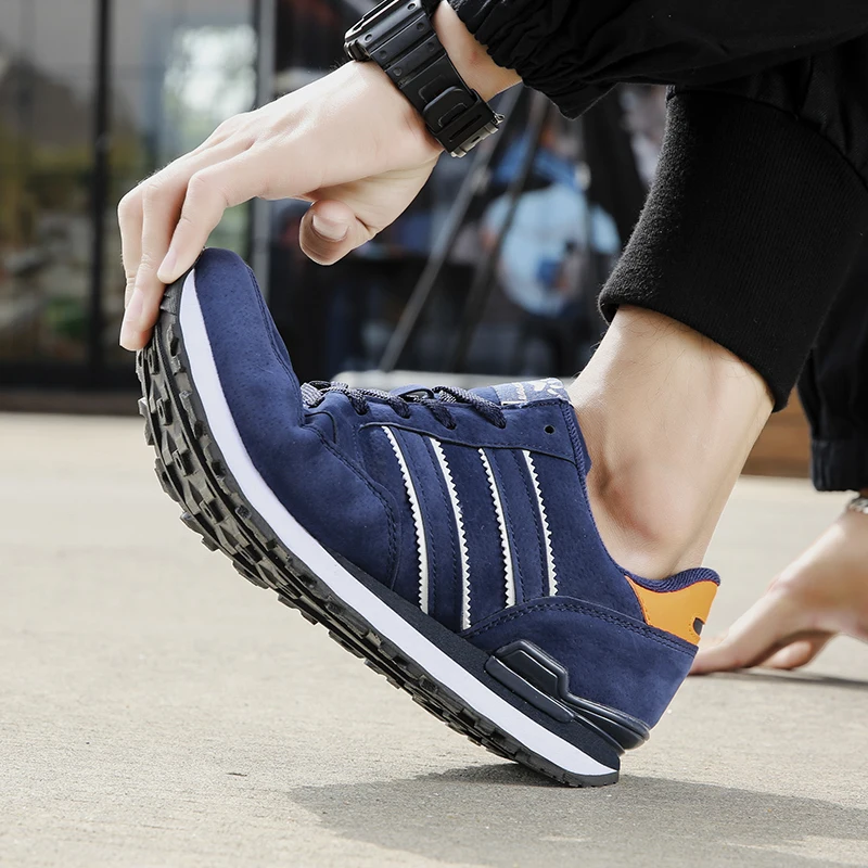 JIEMIAO Men Shoes Light Suede Leather Sneakers Classical Running Shoes Male Outdoor Comfort  Breathable Casual Sport Shoes