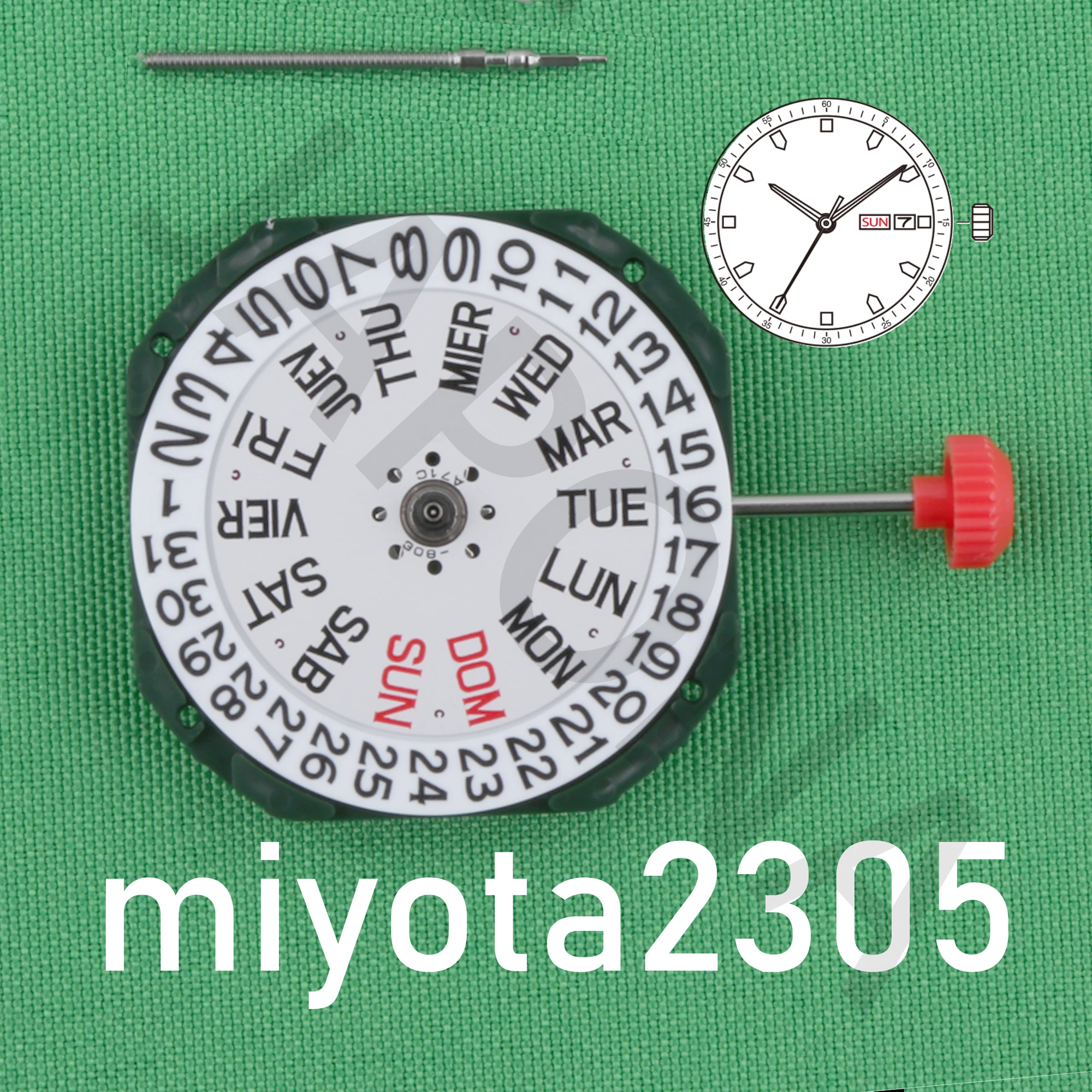 miyota 2305 Standard quartz movement with day-date display japan movement Spain and English 2305-20A