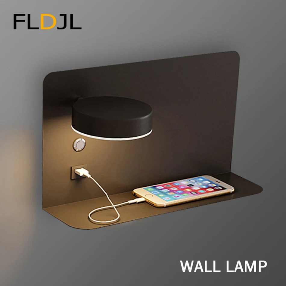 

Multifunctional Wall Lamp Storage Wall Light Fixture 220V Lamp With USB port Bedside Lamp Dining Room Bedroom Light