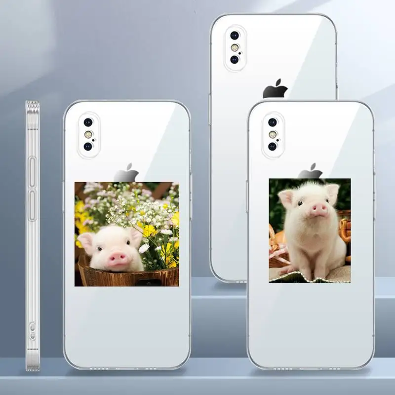 

Pet pig cute animal Phone Case Transparent soft For iphone 12 11 13 7 8 6 s plus x xs xr pro max mini