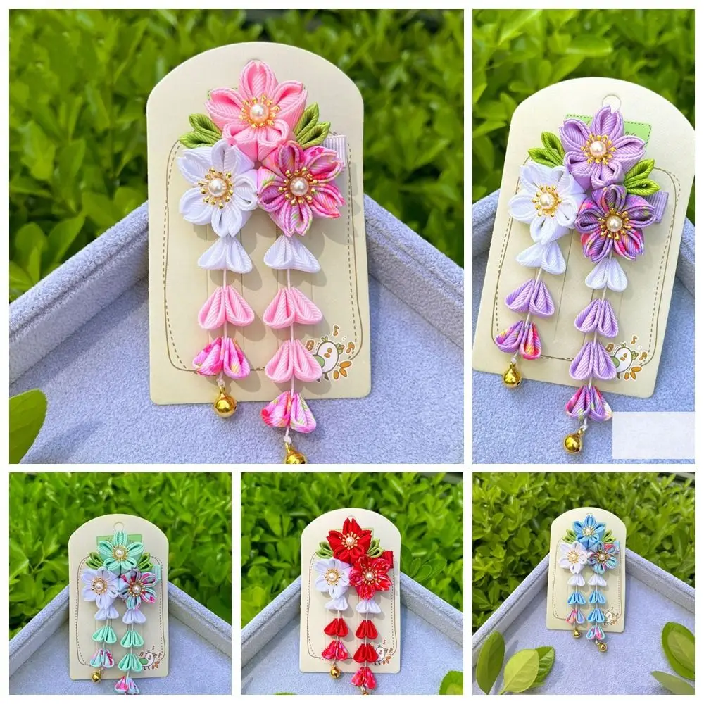 Аксессуары для Ханьфу: Японский головной убор для кимоно, тканевая заколка ручной работы с цветком сакуры, в старинном стиле, милая заколка-цветок с кисточками (art.: 3920d4eb39b4e) - 3920d4eb39b4e