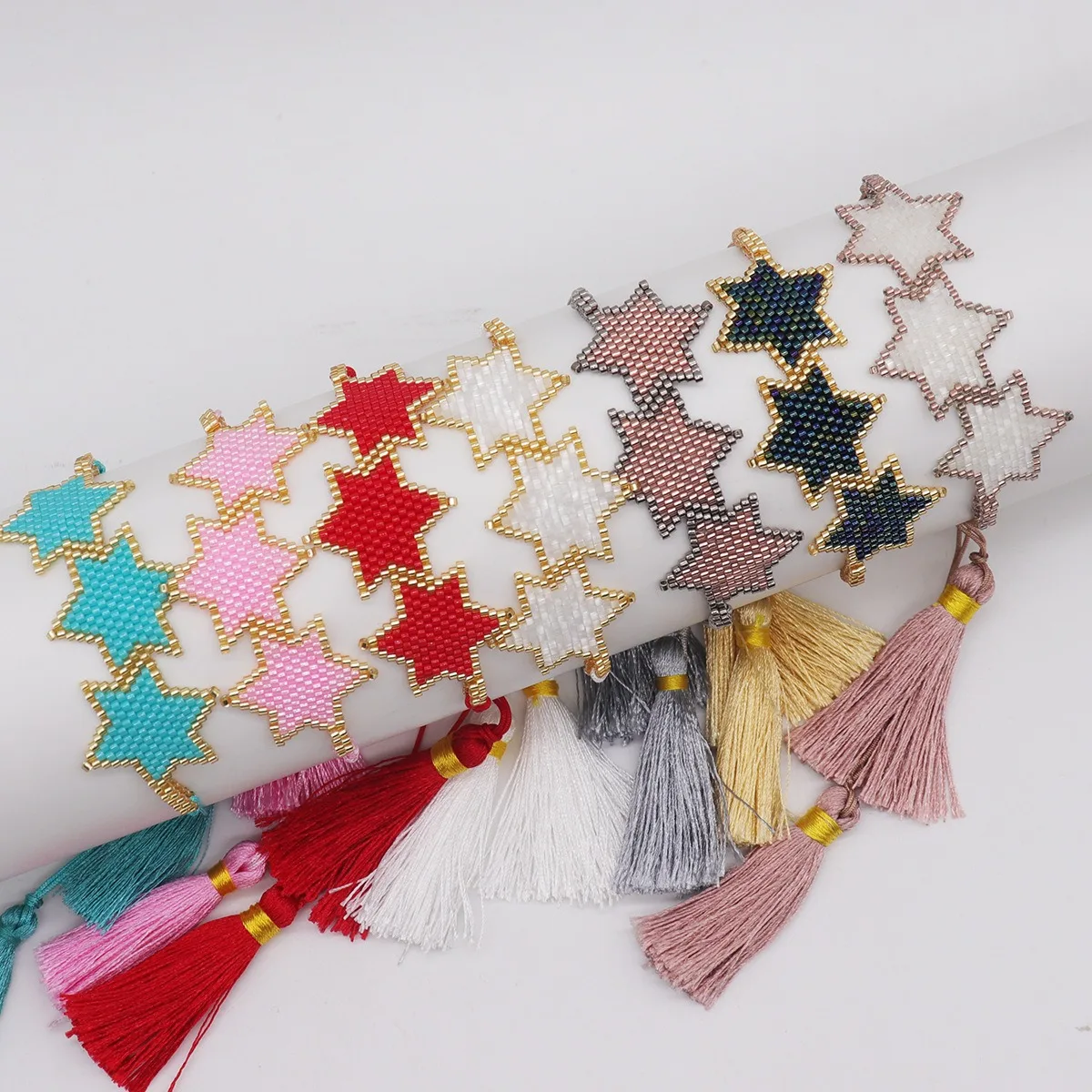 Фото ALIYA разноцветный браслет со звездой Pulseras Mujer Moda MIYUKI ювелирные изделия из бисера повязка на руку с кисточками модные браслеты с подвесками для женщин №2