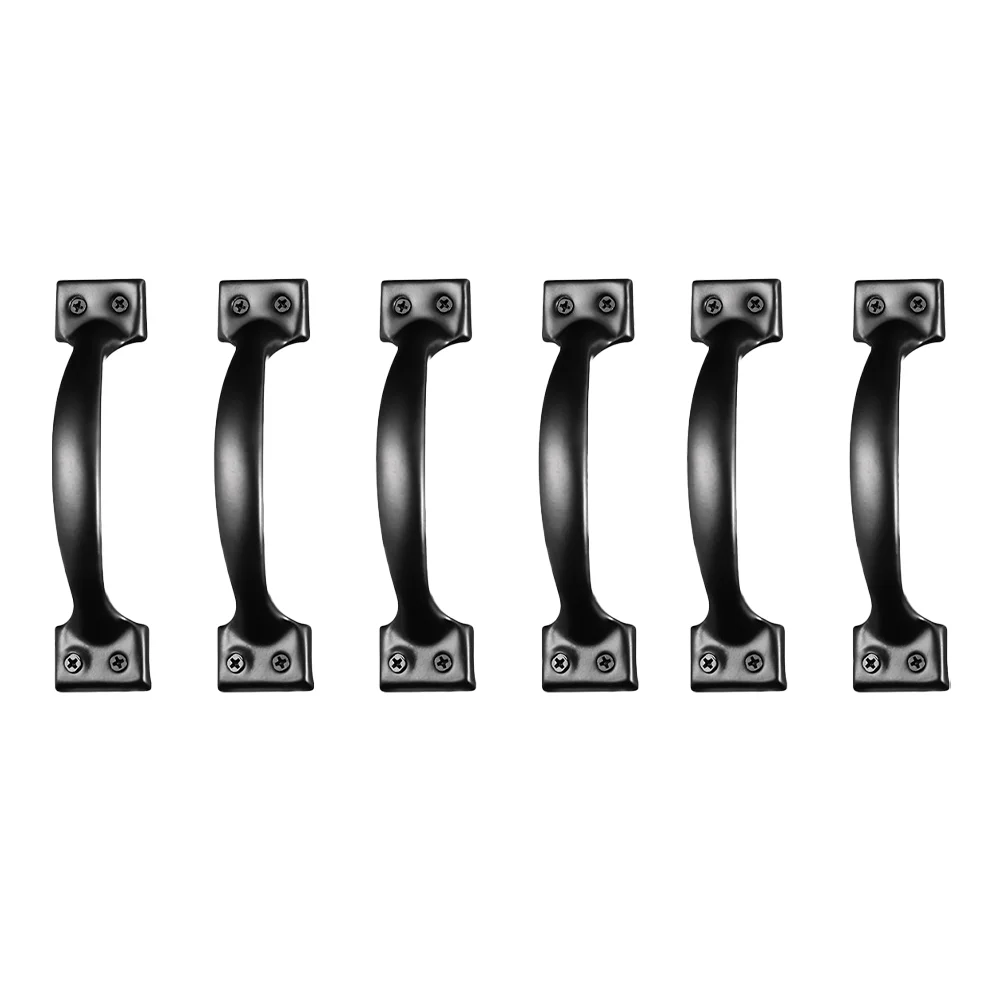 

6 Pcs Door Handle Knobs Pull Spray Paint Gate Handles Wooden Fences Outdoor Bow Iron
