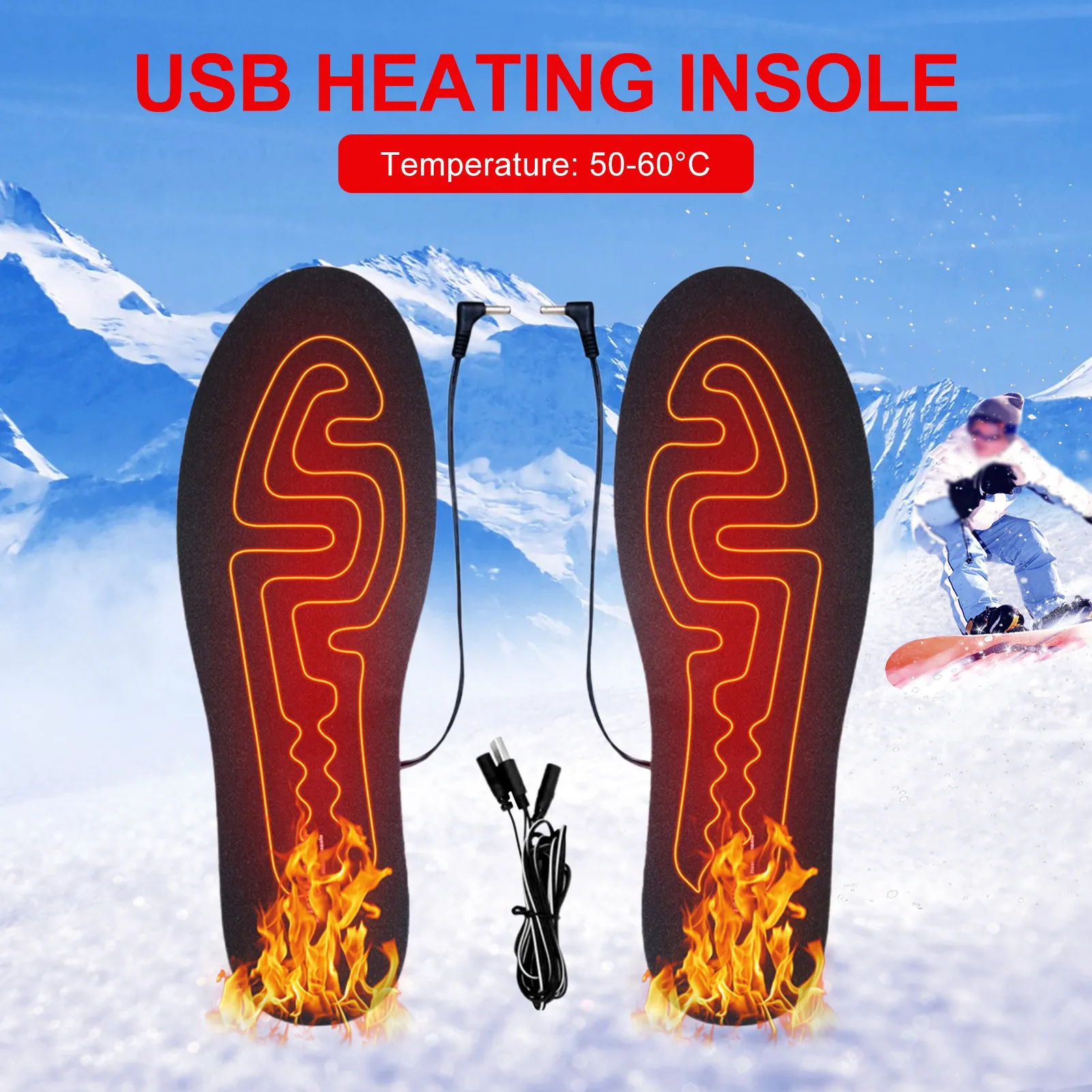 

Стельки с подогревом USB, электрическая грелка для ног, зимние теплые, для занятий спортом на открытом воздухе
