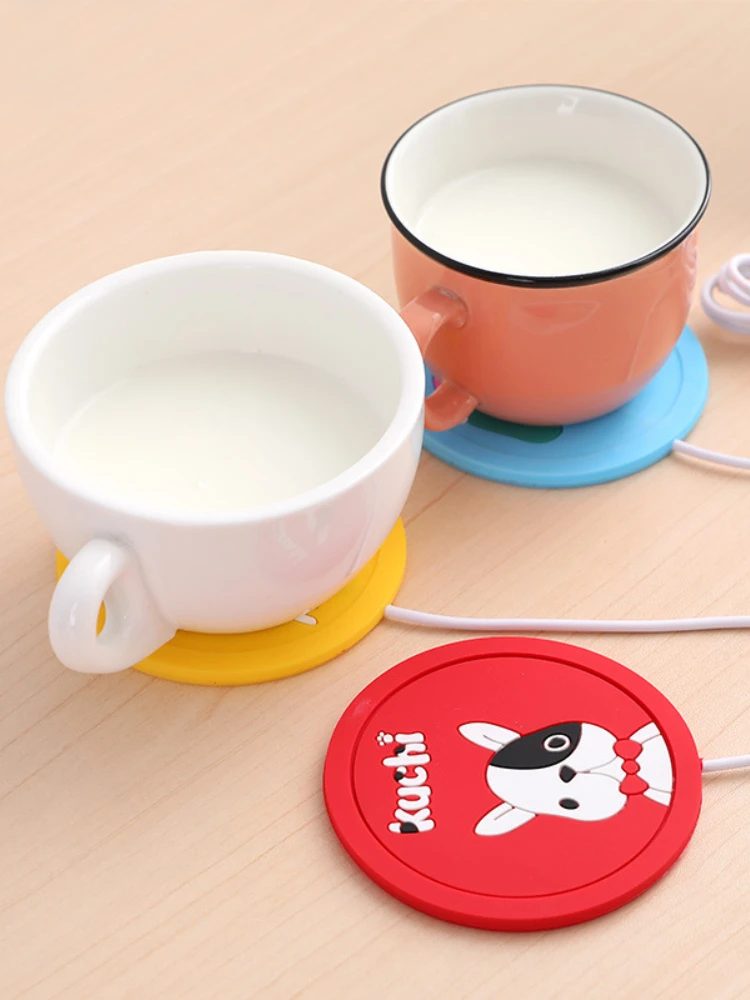 

Cartoon silicone heating coaster portable USB milk tea thermal insulation coaster non-slip mat silicone placemat gift