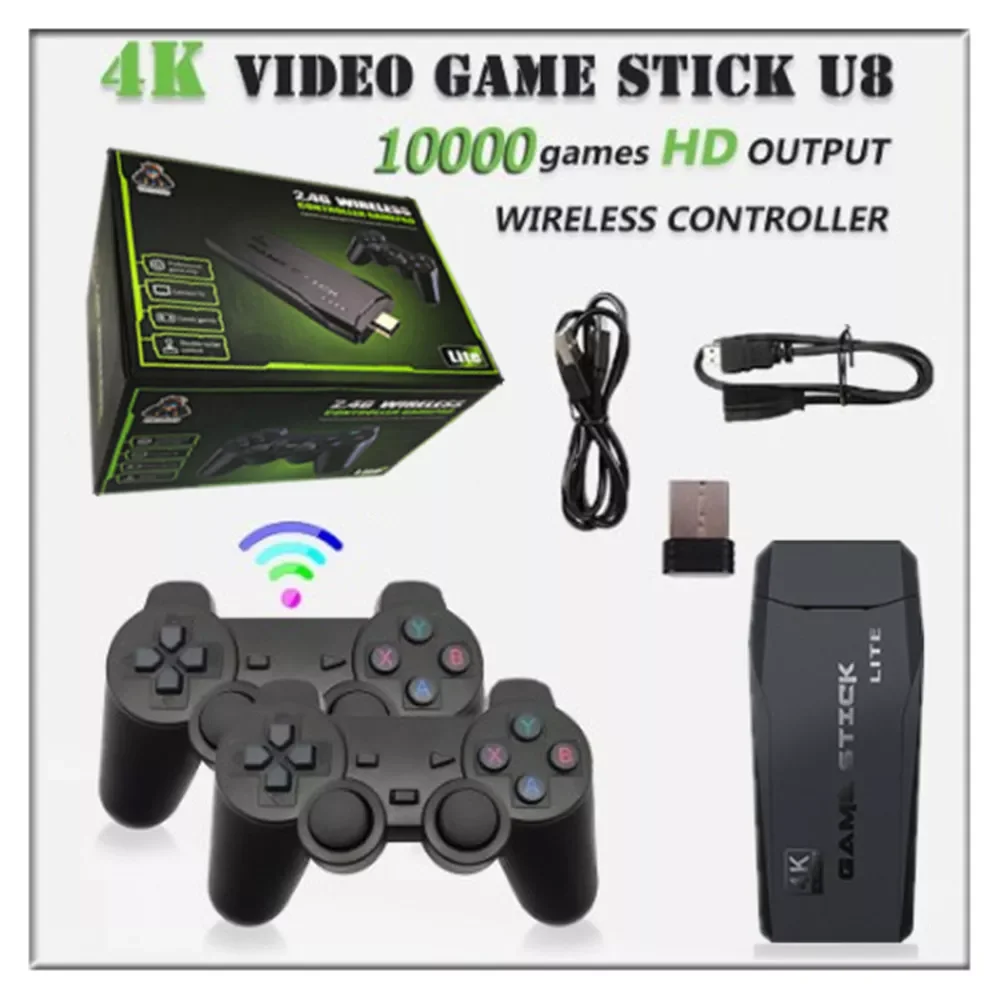 

Беспроводная игровая консоль 4K с двойной ручкой, 2,4 ГГц, 10000 игр, 64 ГБ, ретро-игры, ТВ для PS1/GBA, Прямая поставка