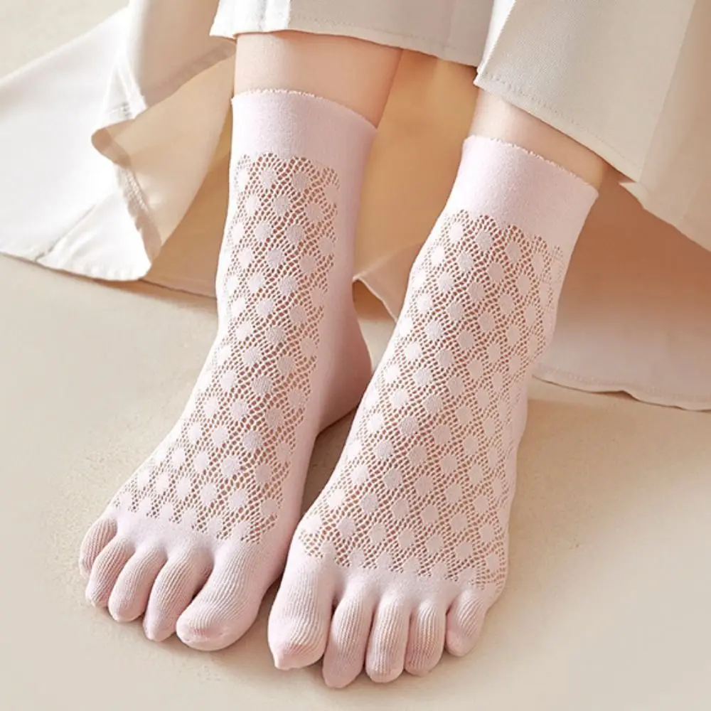 

Весенне-летние женские носки с пятью пальцами, эластичные Простые хлопковые сетчатые поглощающие пот мягкие гладкие