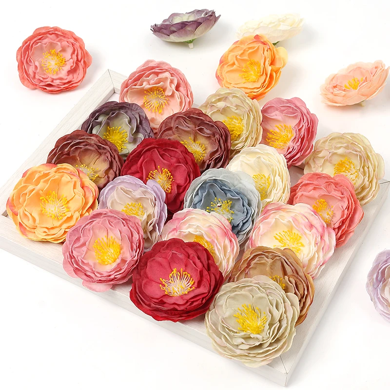 10/20Pcs Artificial Flowers Heads for Marriage Wedding Decoration Home Decor Fake Flower Craft Wreath Scrapbook Gift Accessories