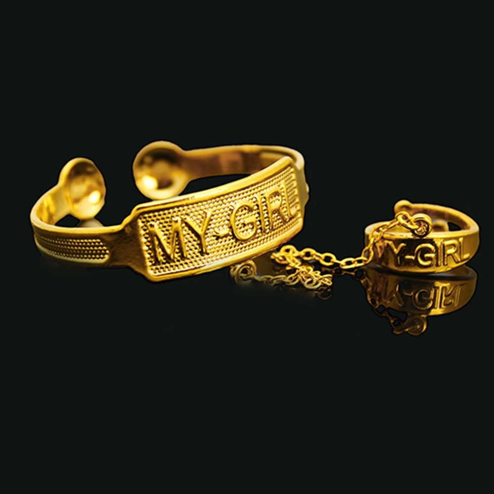 

"MY GIRL""MY BABY" Children Cuff Bangle 18k Yellow Gold Filled Kids Birthday Gift Baby Jewelry Classic Lovely Style