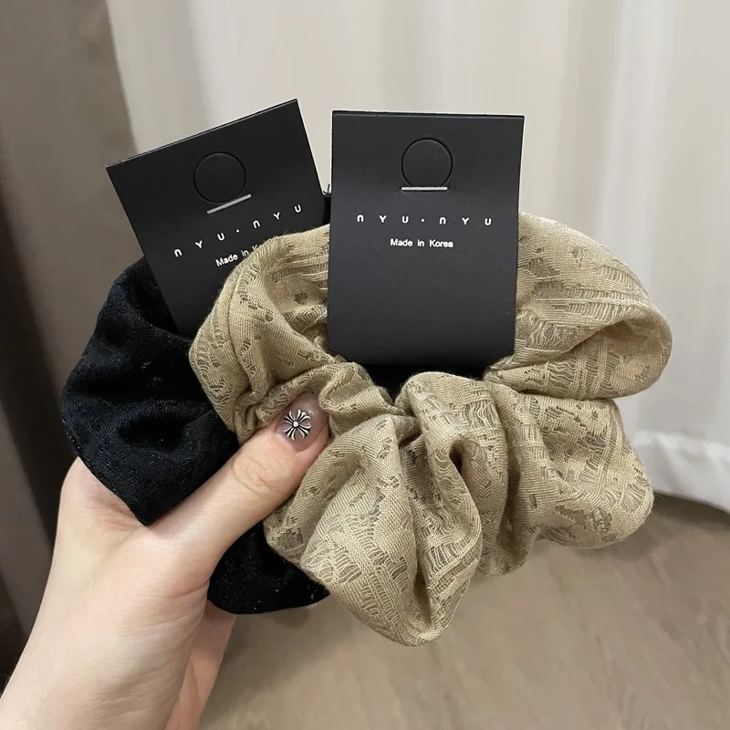 

Korean Summer New Scrunchies for Hair Solid Color Large Size Hair Stretcher for Women Fashion Black Girl Hair Accessories