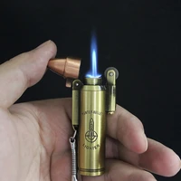 retro bullet keychain turbo lighter butane gas cigar torch lighter metal windproof mens gadgets easy to carry