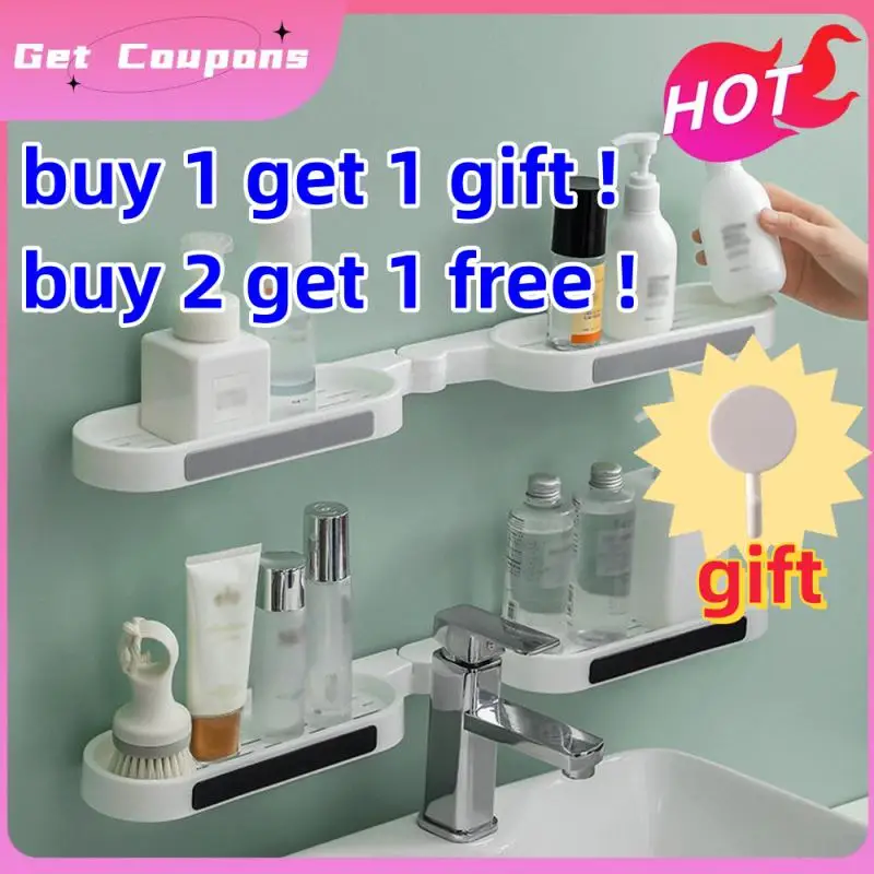 

Bathroom Revolving Rack Punch-free Shower Storage Rack Organizer Toilet Washstand Kitchen Wall Storage Rack Shampoo Tray Holder