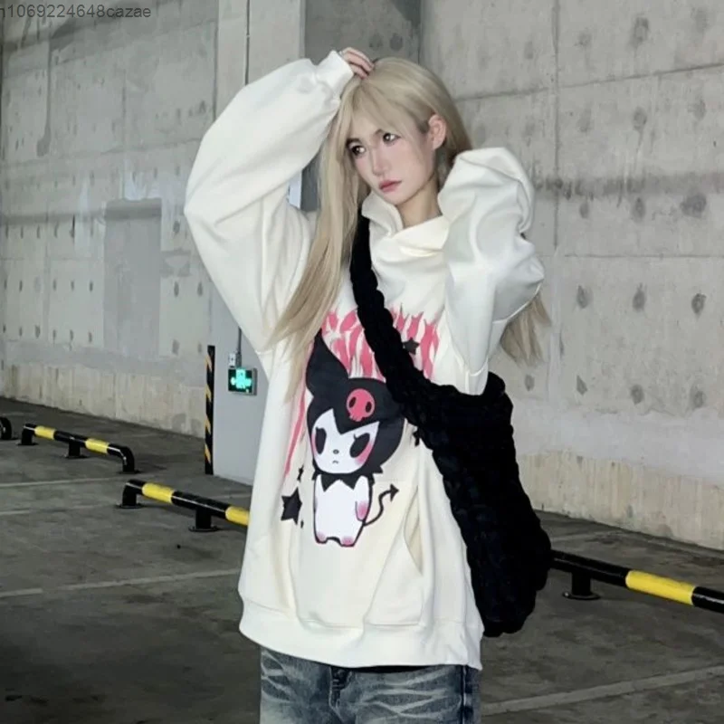Новинка модные толстовки Sanrio Kuromi Y2k уличная одежда свободные пуловеры