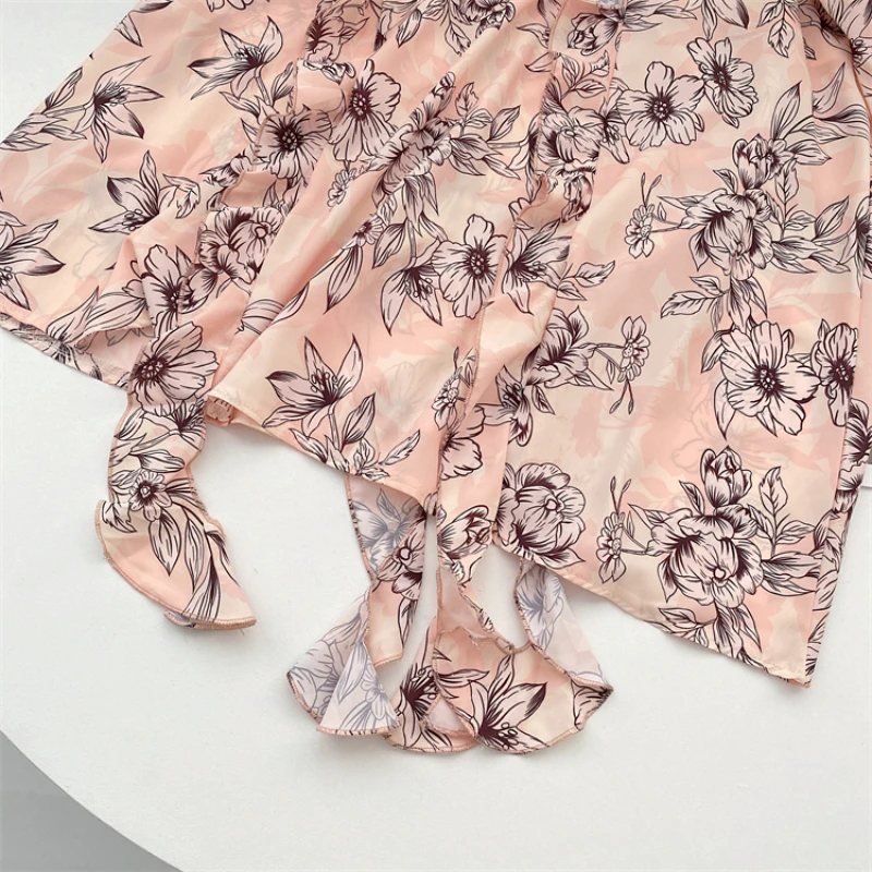 Женское платье-комбинация с рукавами элегантное платье чернильным принтом