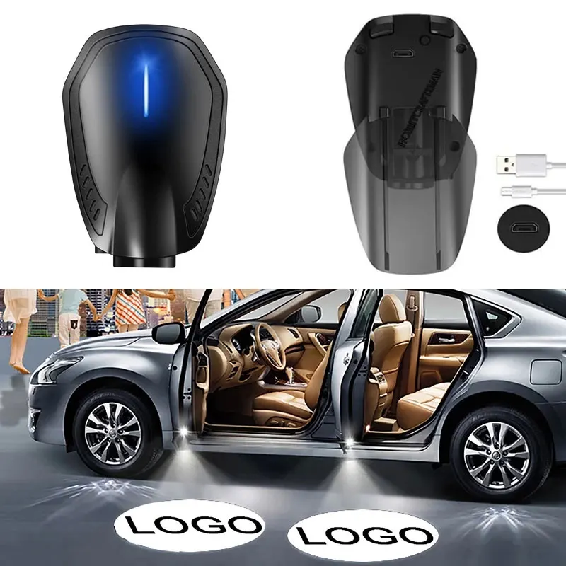 Led Car Door Laser Projector Logo Lights Rechargeable Wireless  auto Accessories Laser Emblem Lamp Kits Applicable to all cars