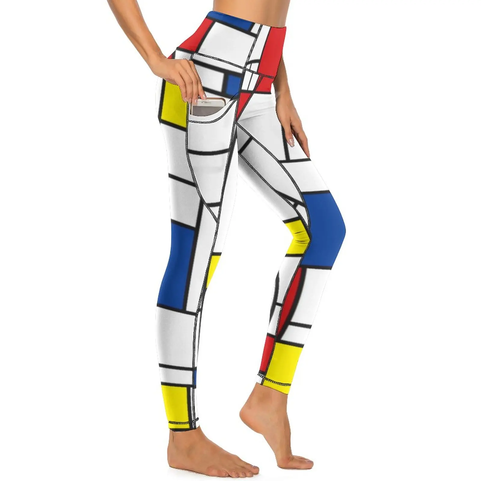 

Retro Mondrian Plaid Yoga Pants Sexy Mondrian Modern Art Leggings High Waist Workout Leggins Female Funny Stretch Sport Legging