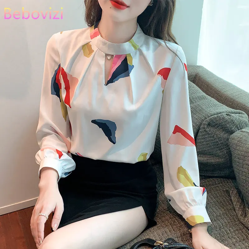 

2022 Autumn Fashion New Printed Chiffon Shirt Women's Casual Long Sleeve Blouse Top