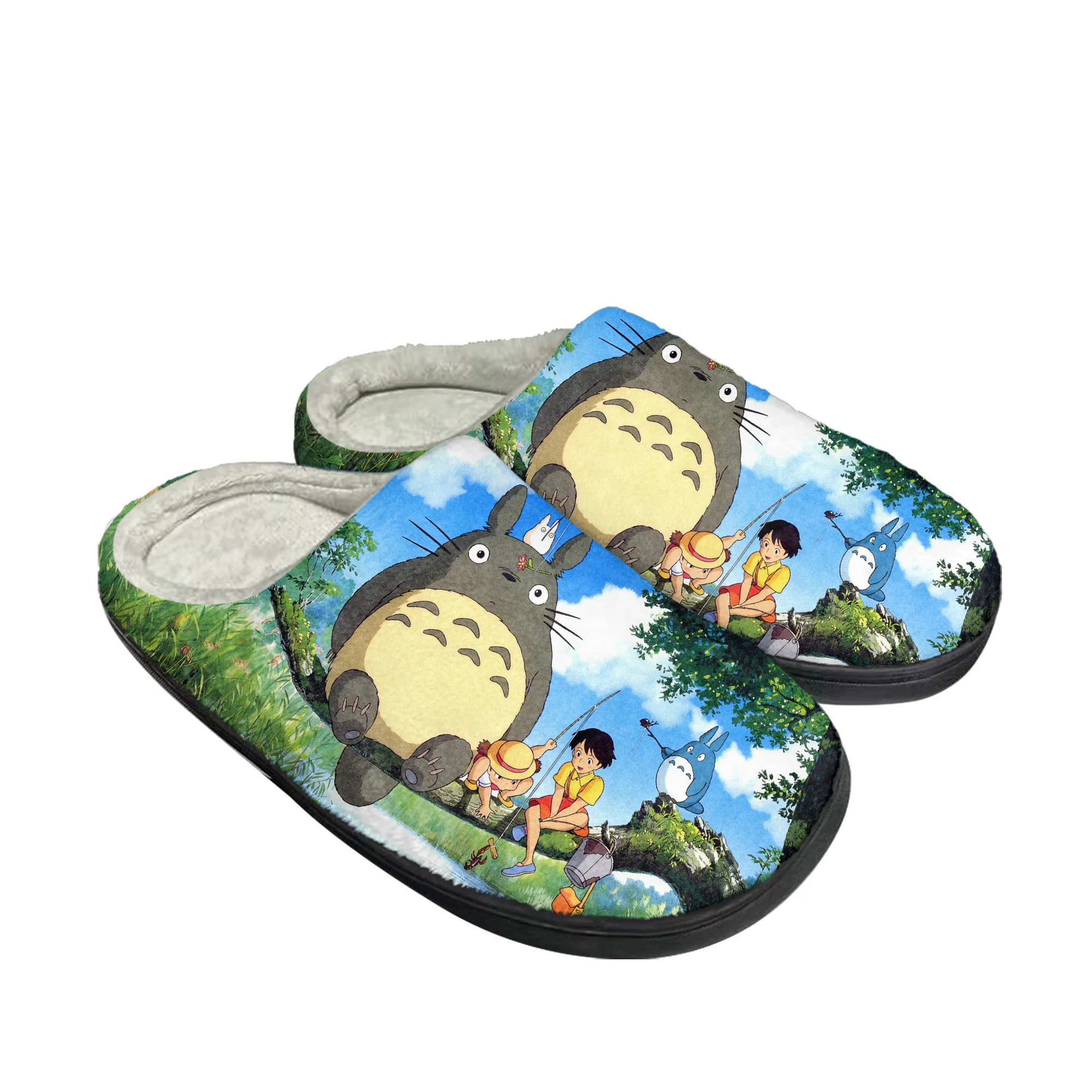 

Хлопковые тапочки My Neighbor Totoro на заказ, мужские и женские сандалии, камуфляжные плюшевые спальные повседневные теплые тапочки