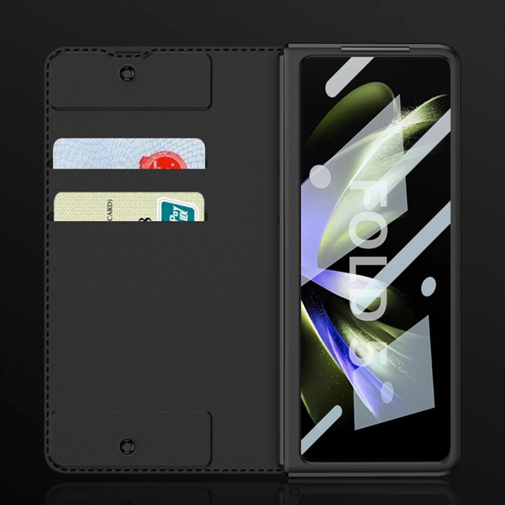 Armor Full Body Protective Cover for Samsung Galaxy Z Fold 5 Case Fold5 Cover Leather Skin with S Pen Holder Screen Protector
